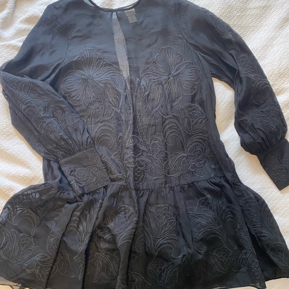 Long sleeve sheer embroidered dress. H&M Trend